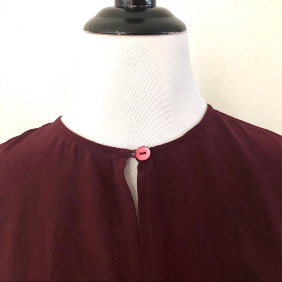 Eileen Fisher Open Front Silk Top Solid Claret S - Picture 5 of 7